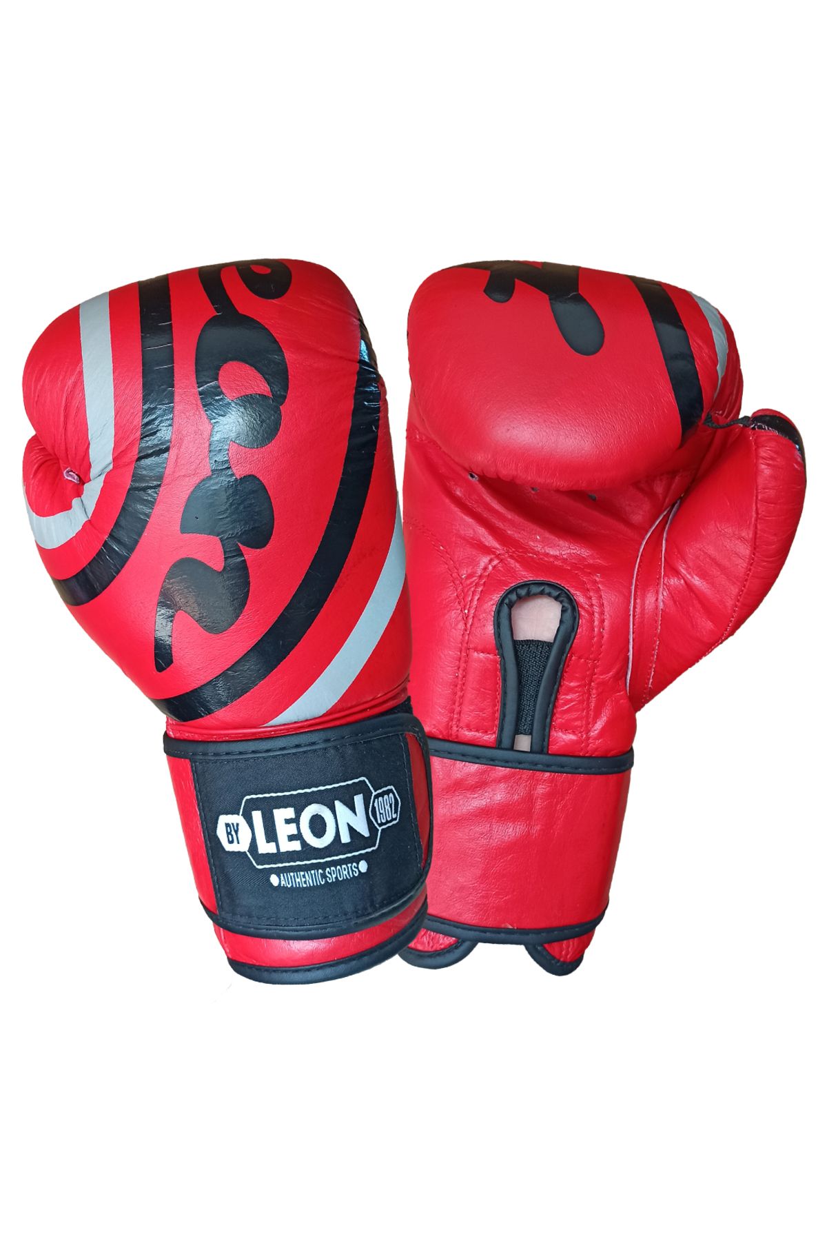 دستکش بوکس قرمز مردانه و زنانه چرمی خمیده لئون Muay Thai Red By Leon 1982