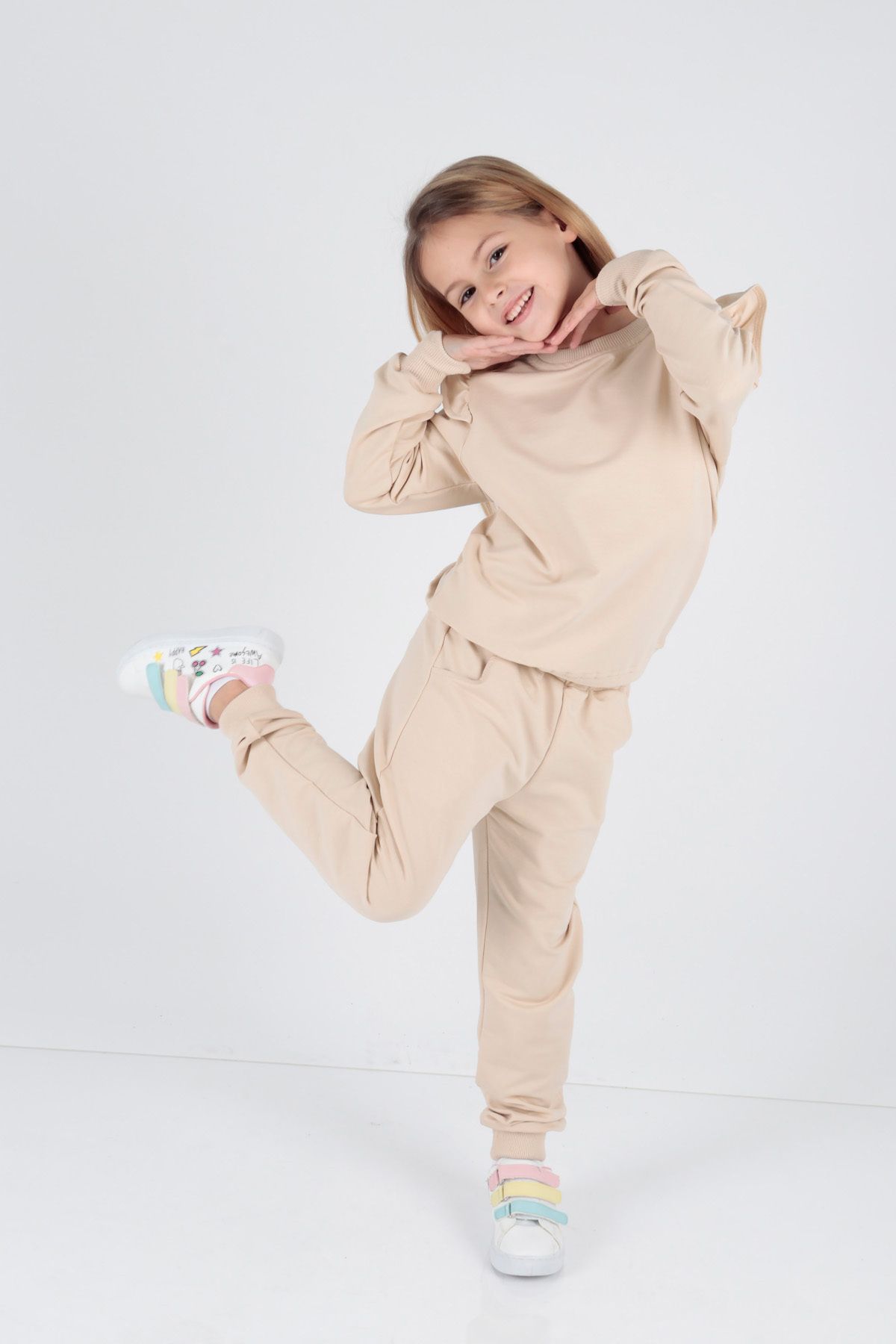 AHENG M Girl s Ruffle Detailed Trendy Tracksuit Set Cotton Ak2515
