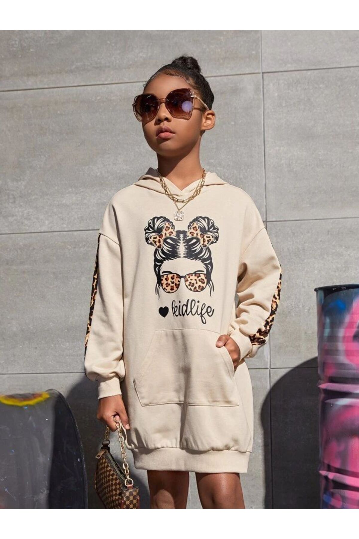 Kids Design Printed Girl Sweatshirt Dress / Tunic