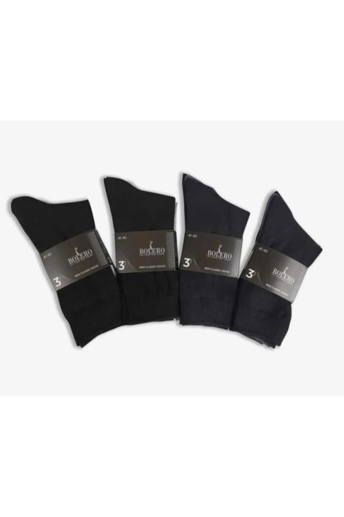 Ayakkabix-3 Pairs Men's Plain Black Socks 2