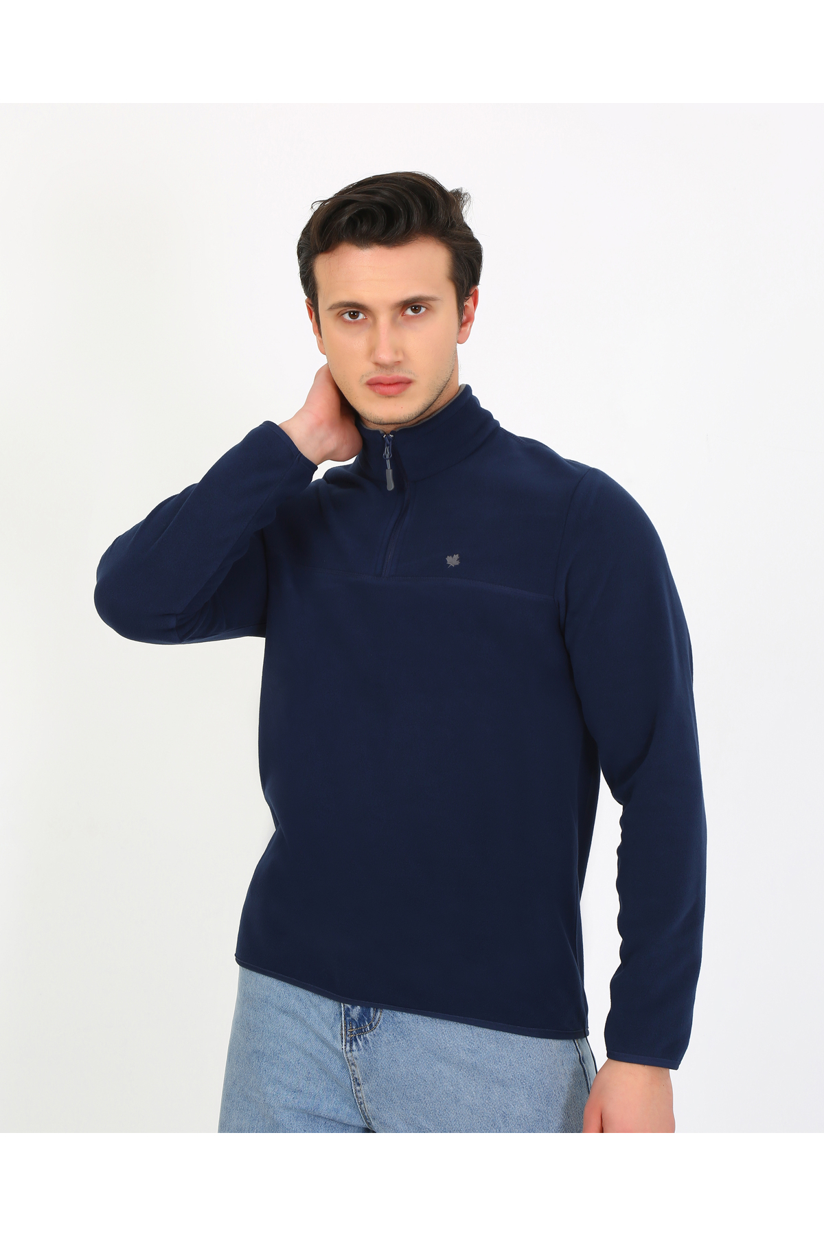 Genel Markalar Regular Fit Erkek Polar – Fermuarlı Yaka, Tüylenme Yapmayan, Kışlık — سرمه‌ای 6001