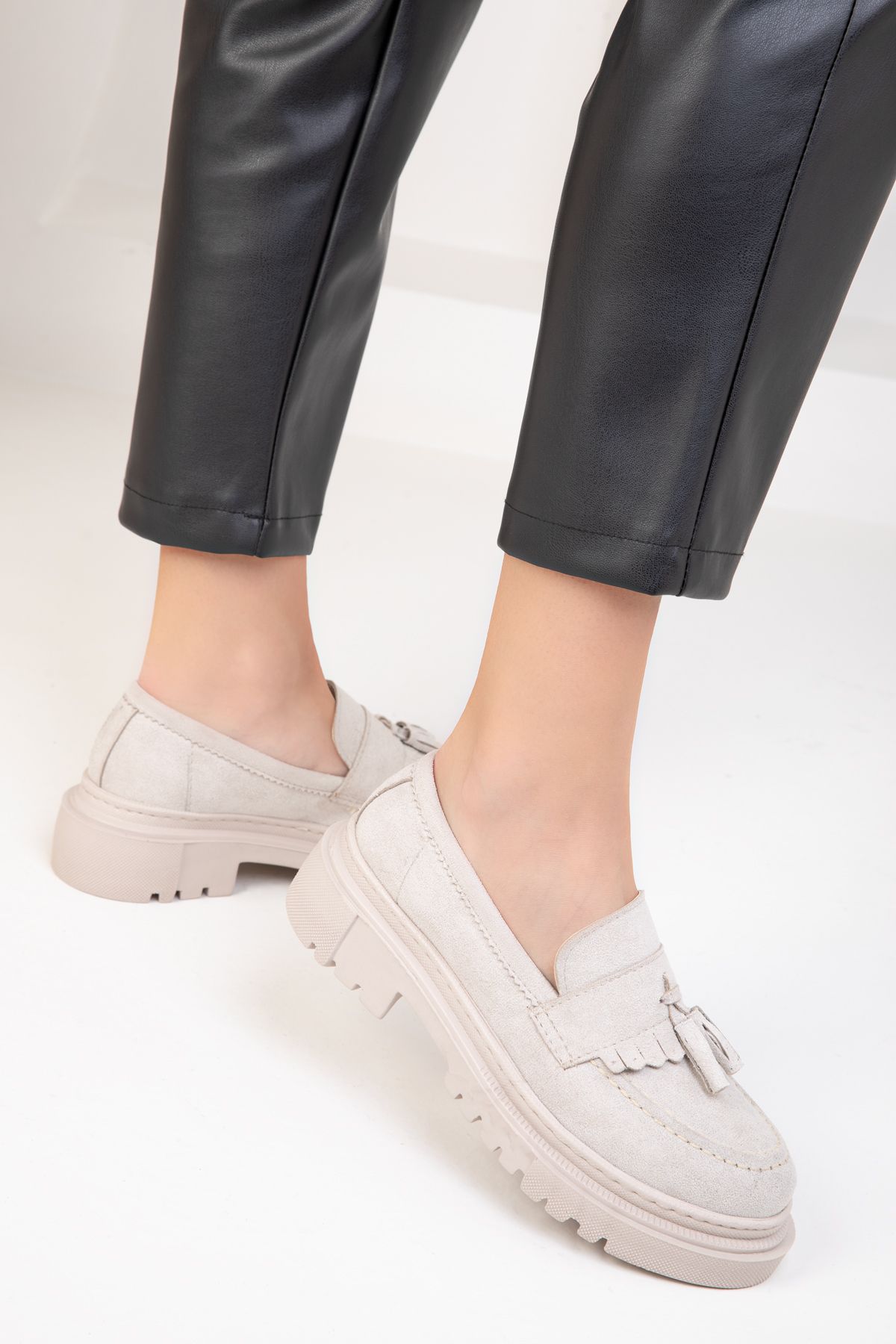 SOHO-Hautfarbene Wildleder-Freizeitschuhe für Damen 17763 4