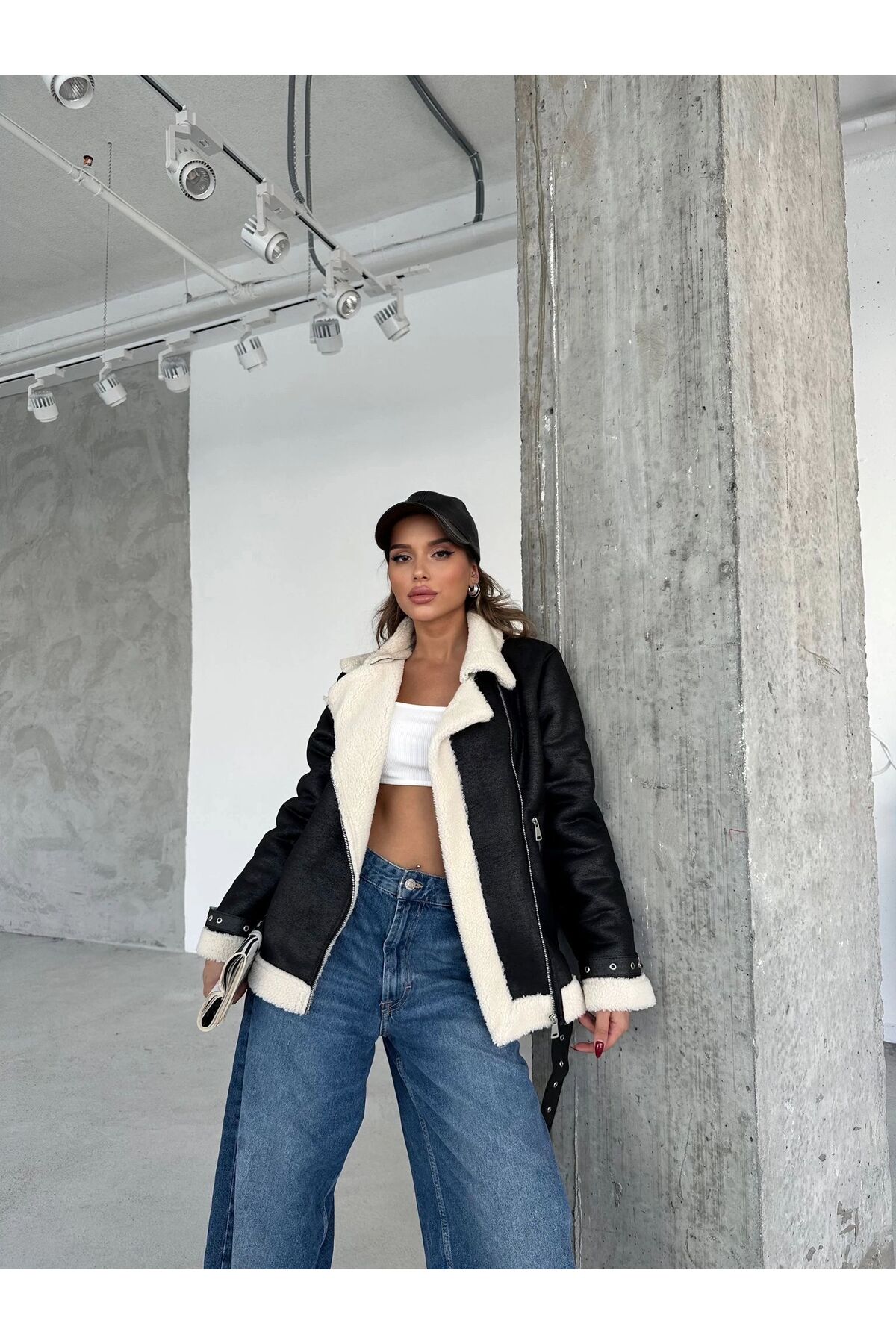 Women's Furry Suede Biker Coat