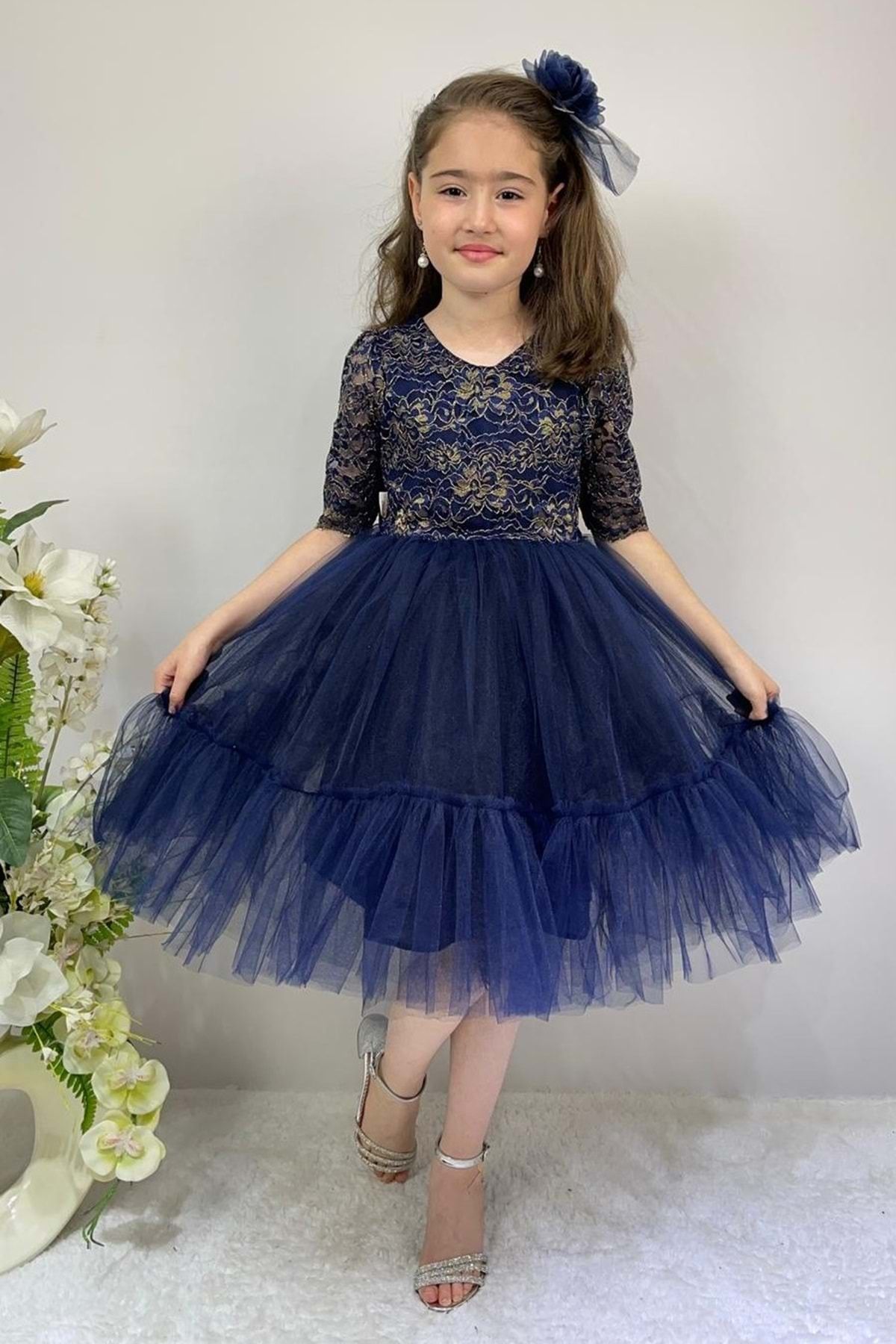 Dark blue dress for girl hotsell
