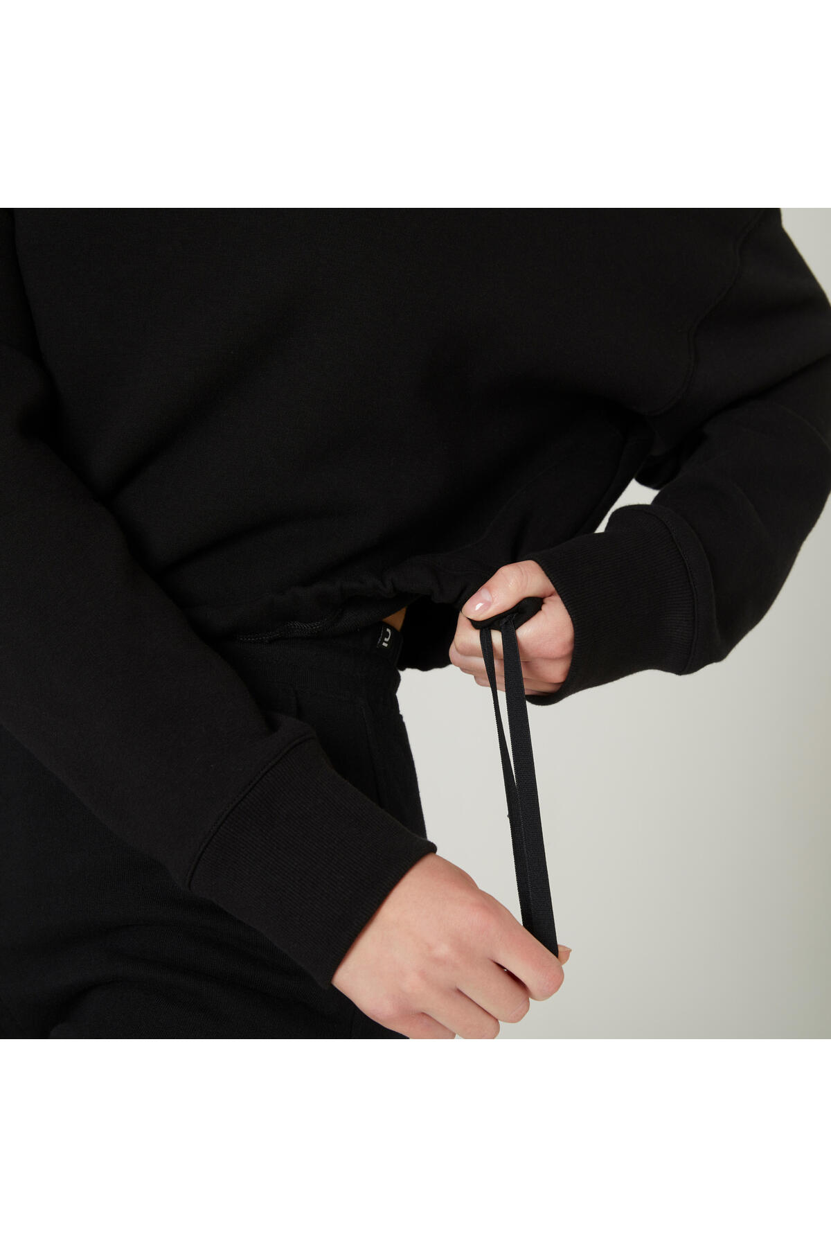 Decathlon Kadın Siyah Crop Sweatshirt 520 - Fitness görsel 4