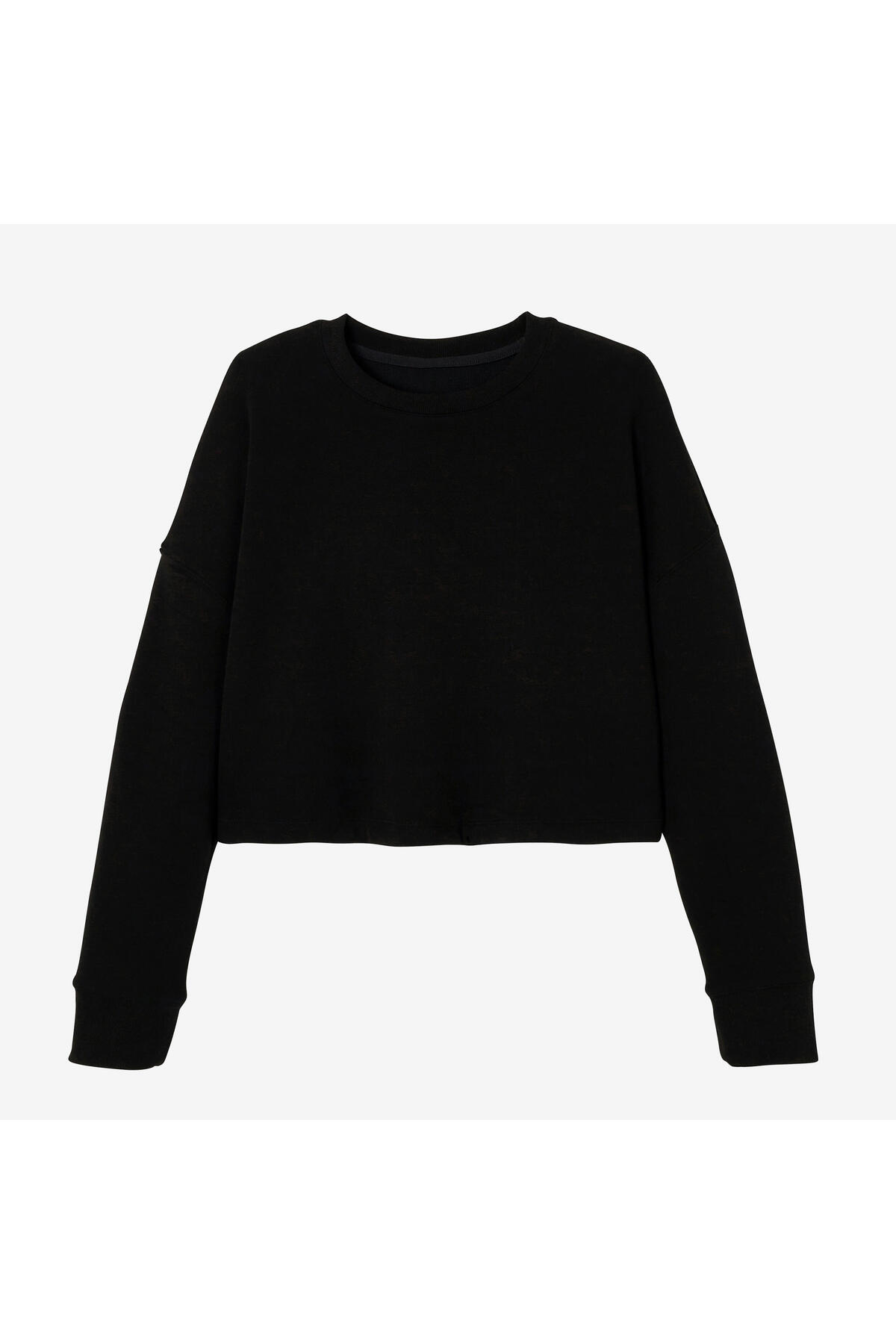 Decathlon Kadın Siyah Crop Sweatshirt 520 - Fitness görsel 6
