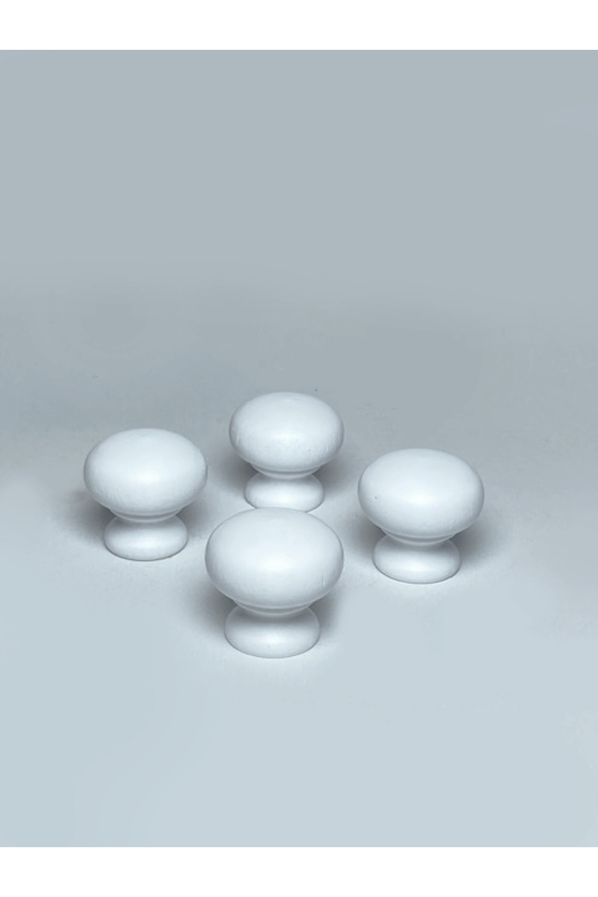 ÜÇER AHŞAP Kayın Ağacından (1 ADET) Mobilya Kulp, Mat Lake Beyaz Ahşap Mantar Düğme Kulp