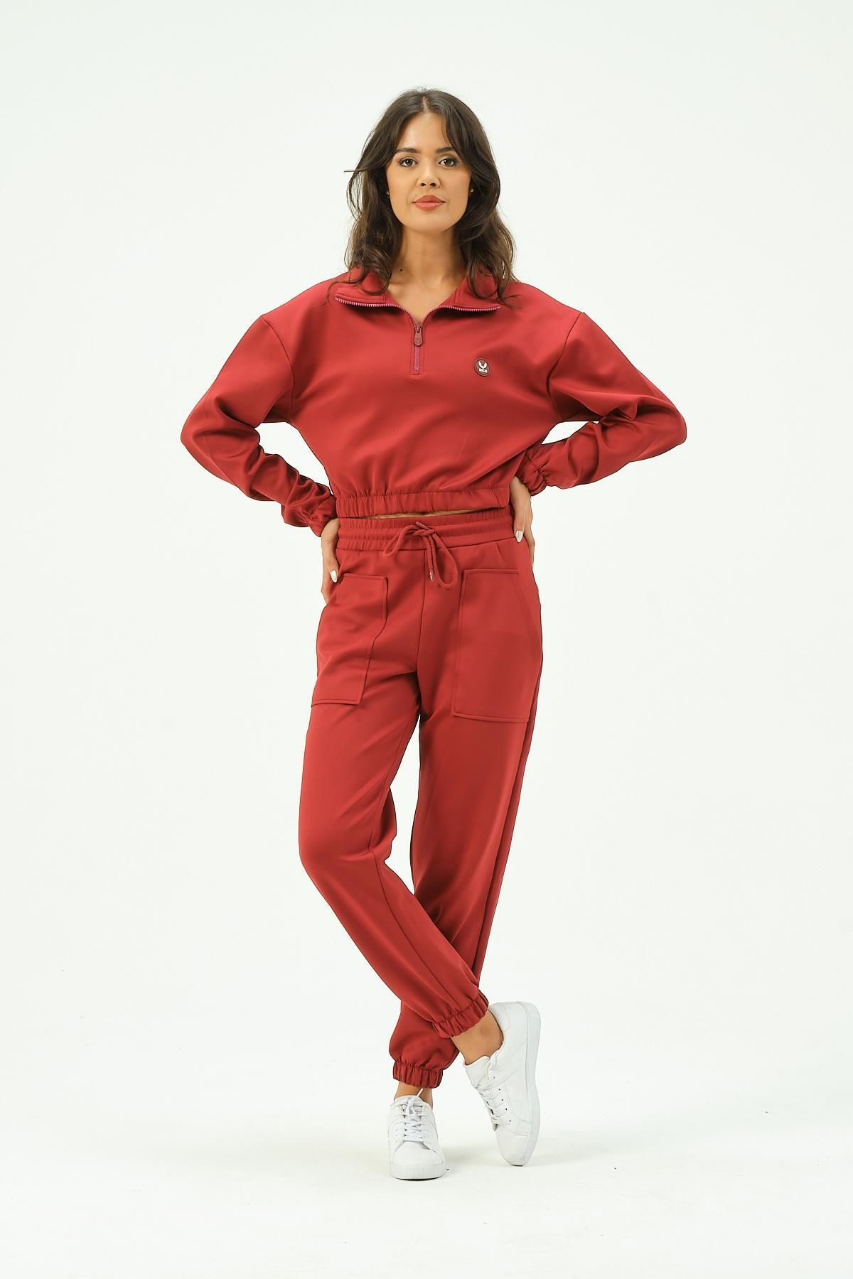 Rich Sweatshirt Burgundy Regular fit Trendyol