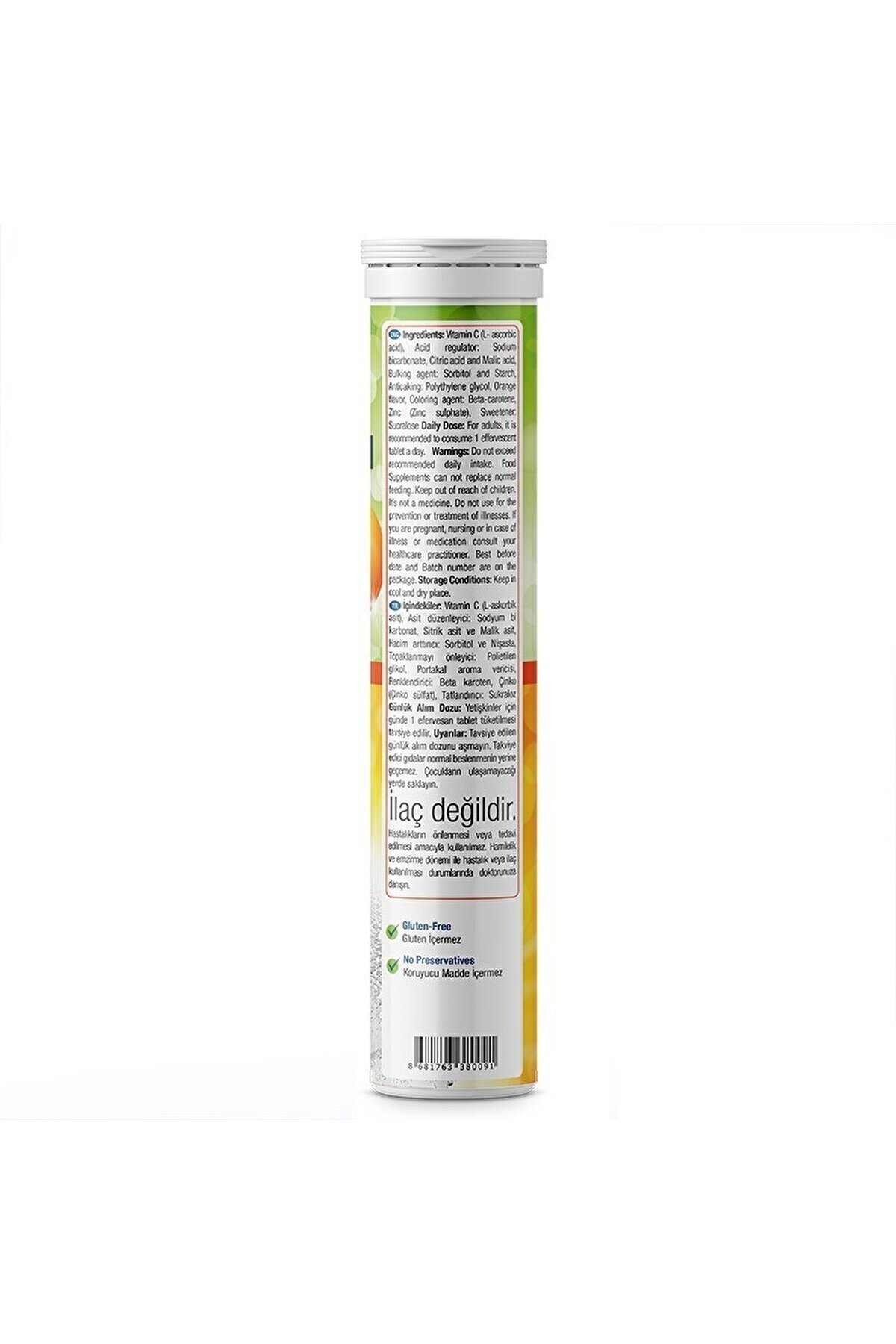Vitamin C + Zinc 20 Effervescent Tablets – Orange