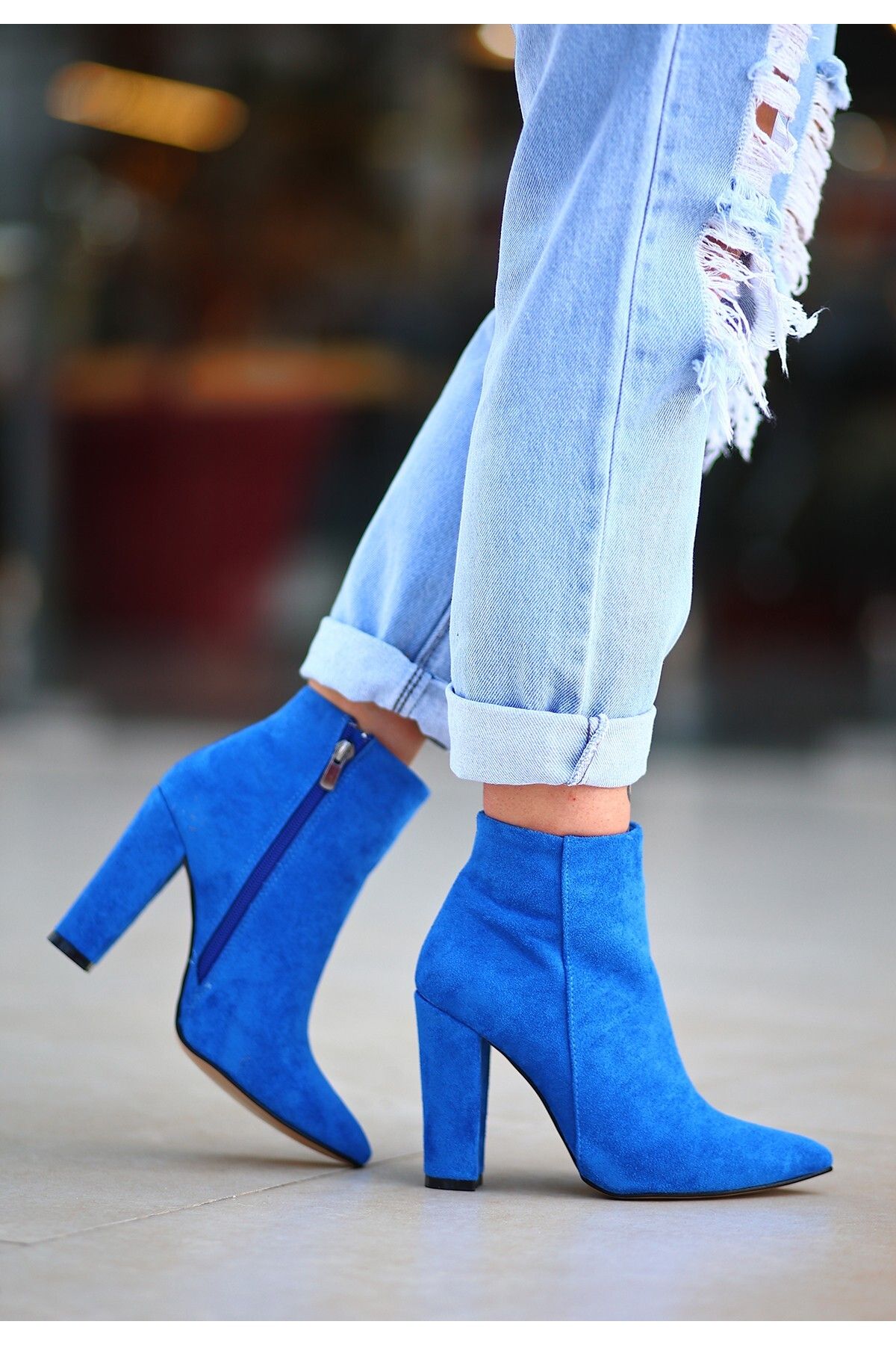 alfaze Ankle Boots Dark blue Platform Heels Trendyol