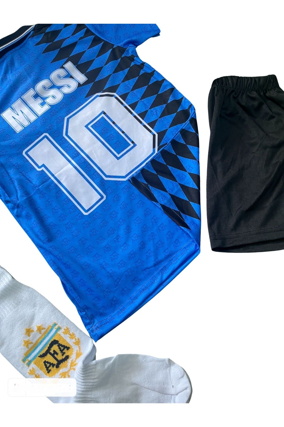 Bite Nose-Kids World Cup 1994 Messi Argentina National Team Astroturf Jersey T-shirt with socks 3-piece set 3
