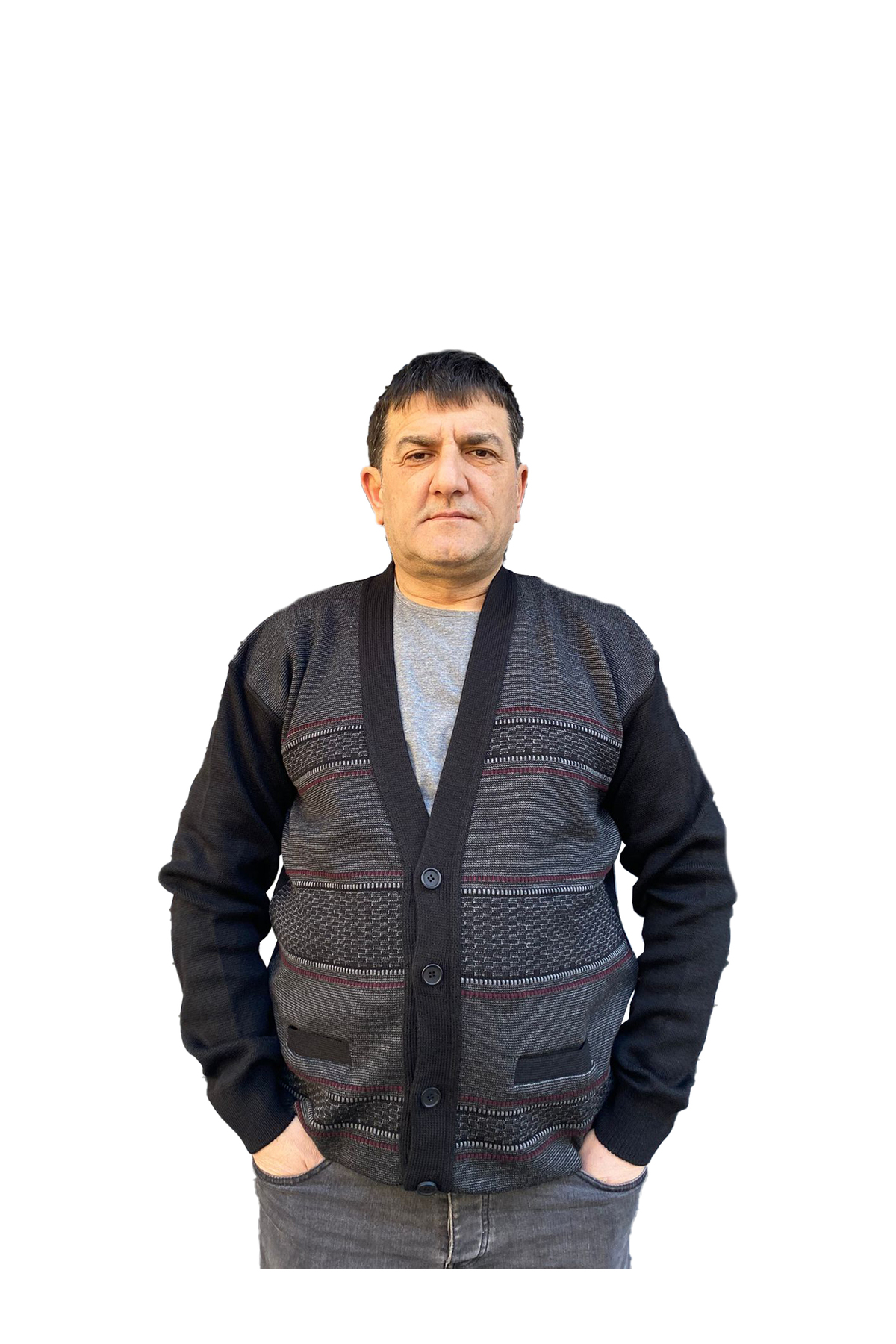 Baba Desenli Düğmeli Kışlık Hırka — مشکی NCRBBHIRKA1 — تصویر 3 از 3