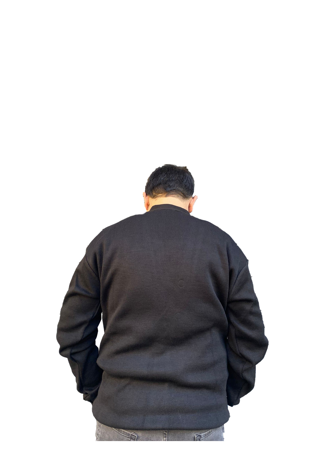 Baba Desenli Düğmeli Kışlık Hırka — مشکی NCRBBHIRKA1 — تصویر 2 از 3
