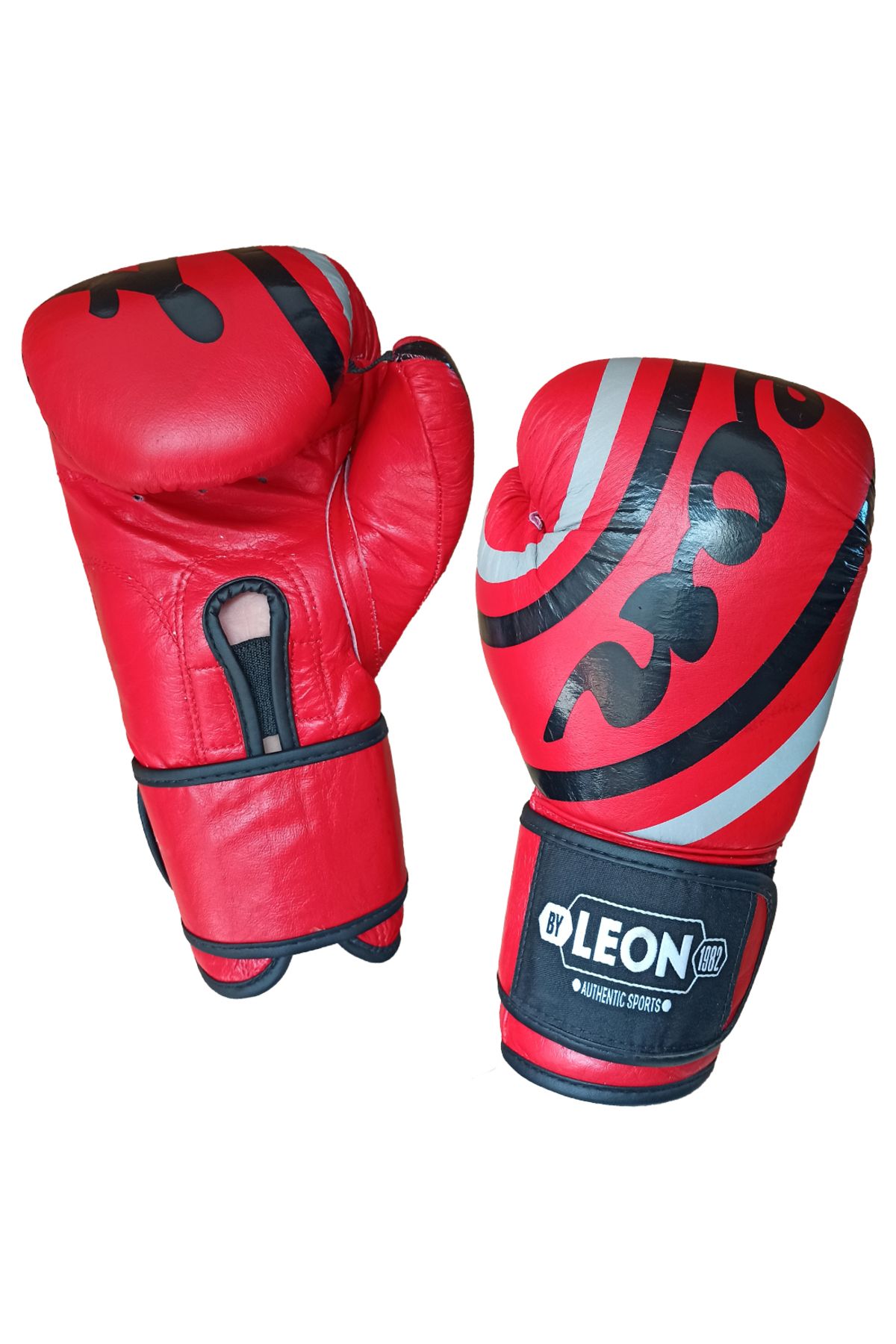 دستکش بوکس قرمز مردانه و زنانه چرمی خمیده لئون Muay Thai Red By Leon 1982
