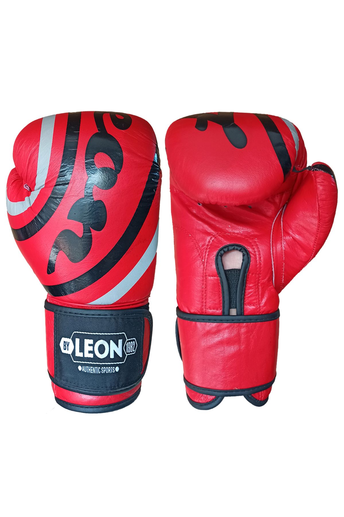 دستکش بوکس قرمز مردانه و زنانه چرمی خمیده لئون Muay Thai Red By Leon 1982