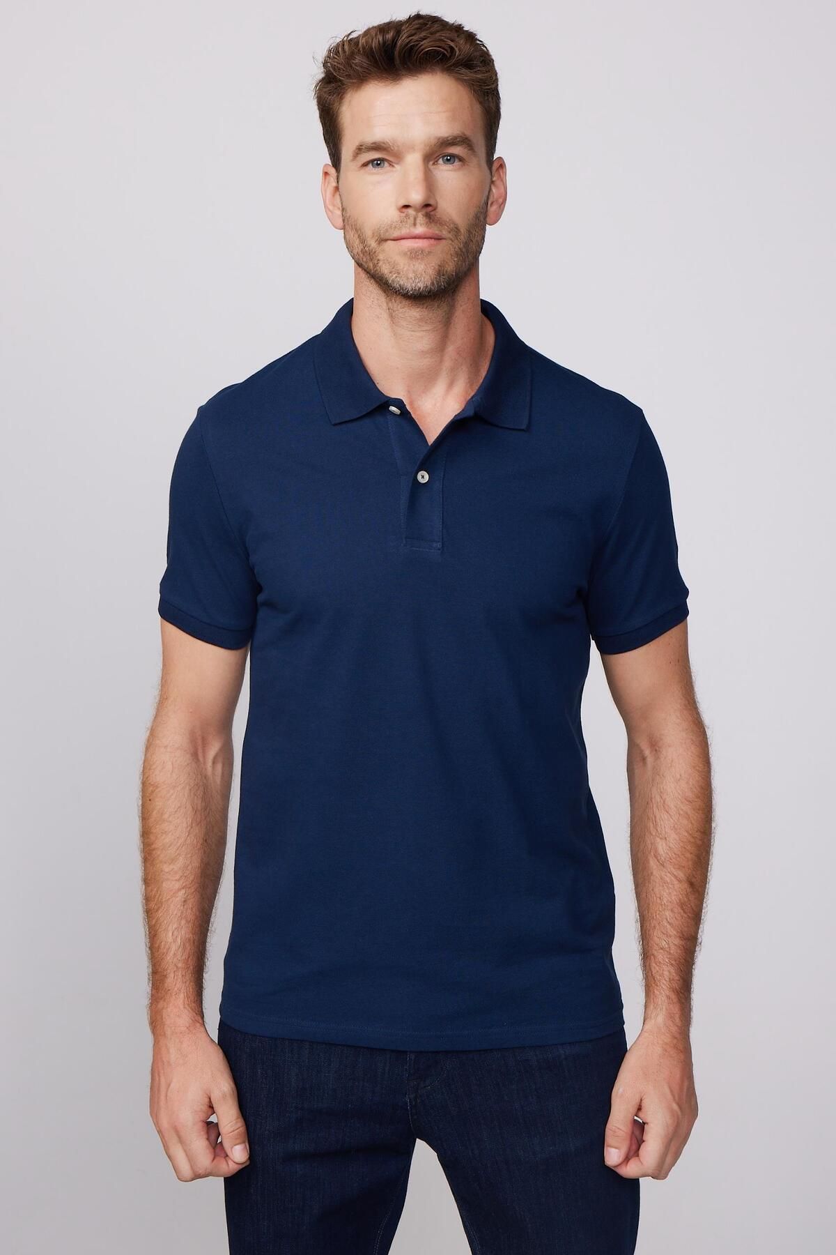 Plain navy blue polo t shirt sales