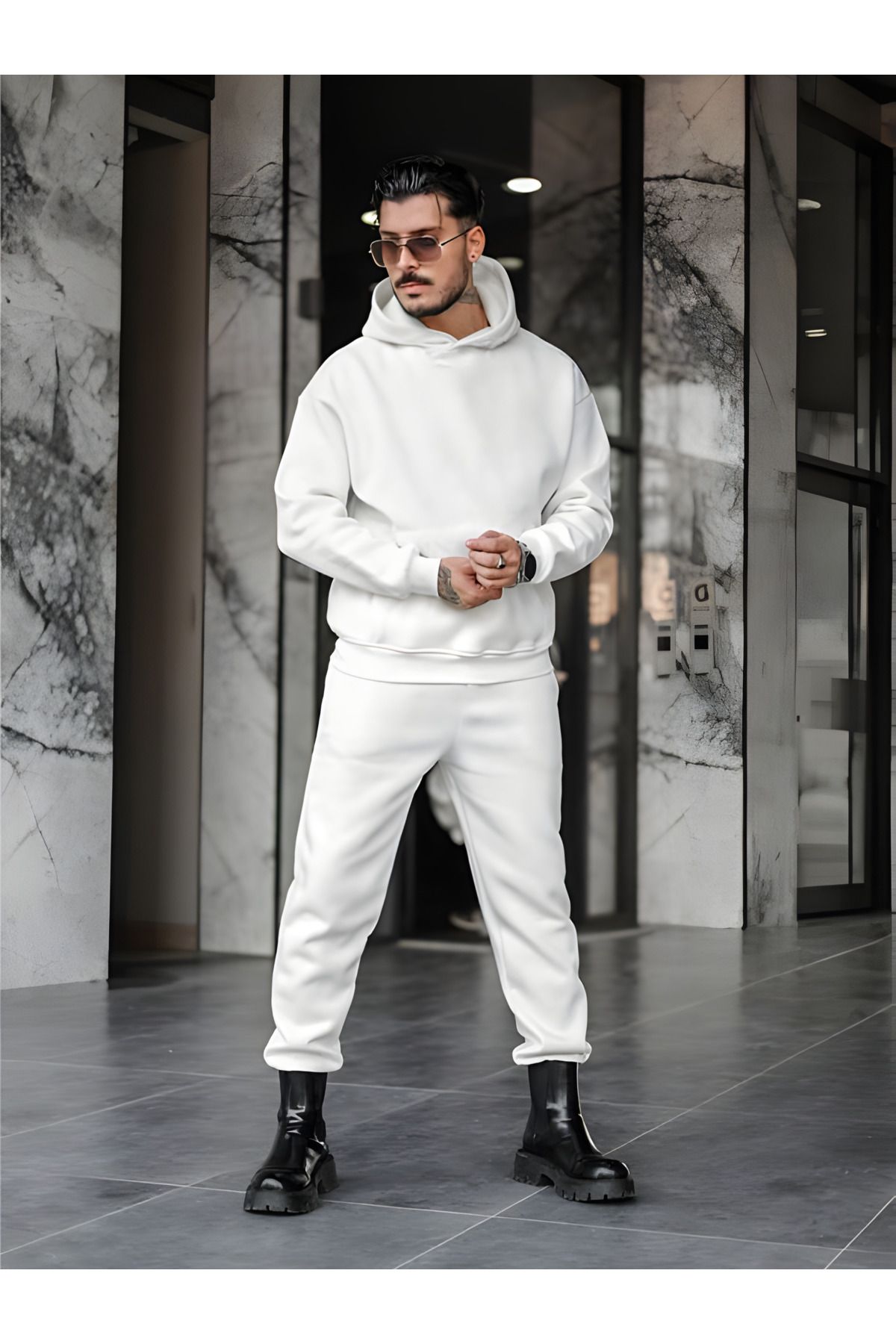 White sweatsuit mens sale