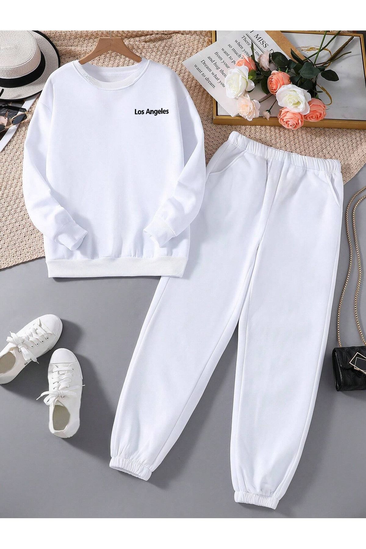 White sweatsuit set deals