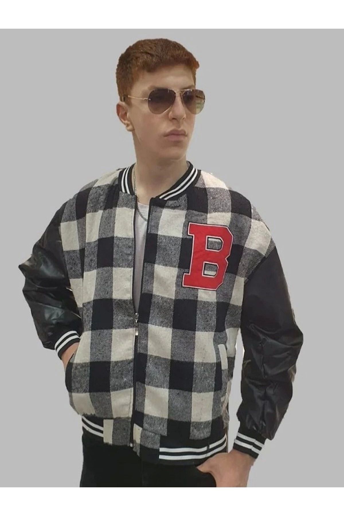 jordan 23 Black white Lumberjack Oversize College Jacket Trendyol