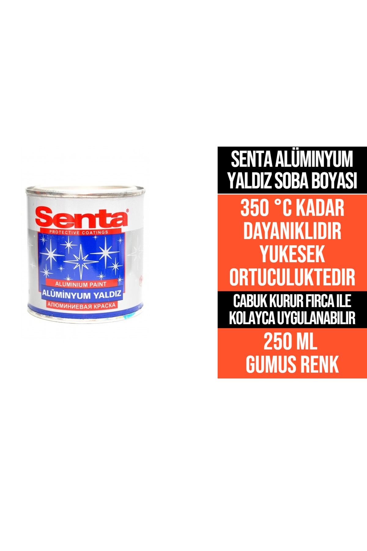 ALUMINUM GILDING 350 °C RESISTANT STOVE PAINT 250 ML