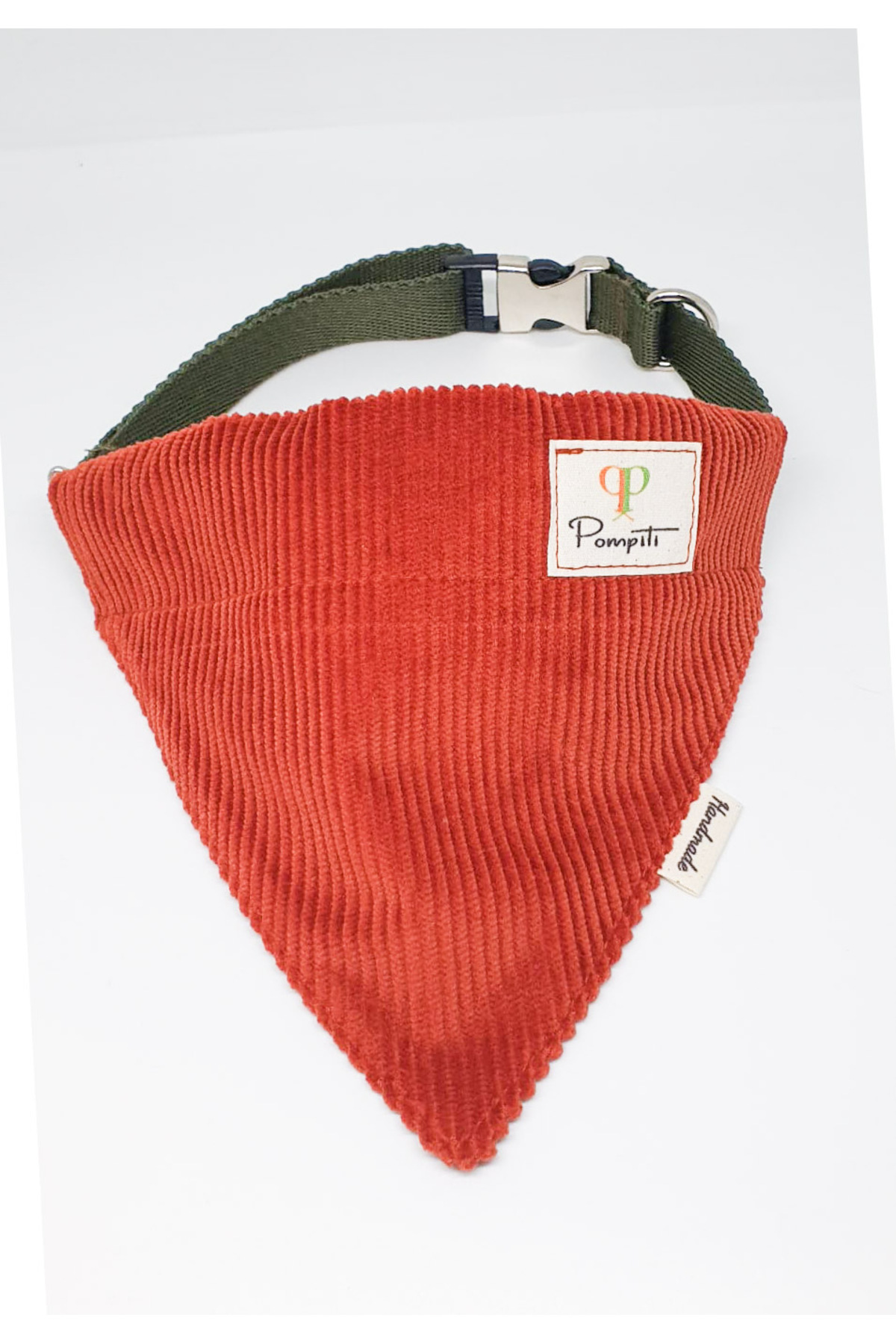 Ayarlanabilir ve Değiştirilebilir Evcil Hayvan Köpek Tasma ve Fular Kadife Çizgili El Yapımı