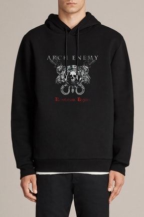 Arch Enemy Shoutbox Revolution Begins Baskılı Siyah Erkek Örme Kapşonlu Sweatshirt Uzun Kol SFK0925-ERKKP