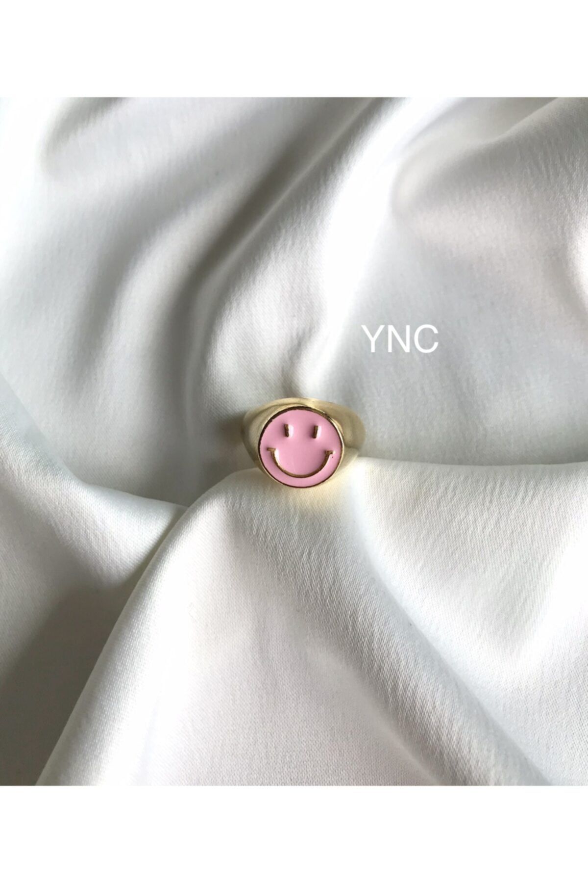 YNC MUCEVHER-Smiling Face Immersed in Gold Water Smile Ring/ Pink 2