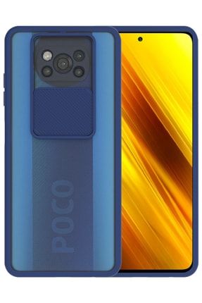Poco X3 Nfc Kılıf Sürgülü Kamera Korumalı Mat Yüzeyli Lacivert Arka Uyumlu Kapak Poco x3 NFC Kılıf LNS 01