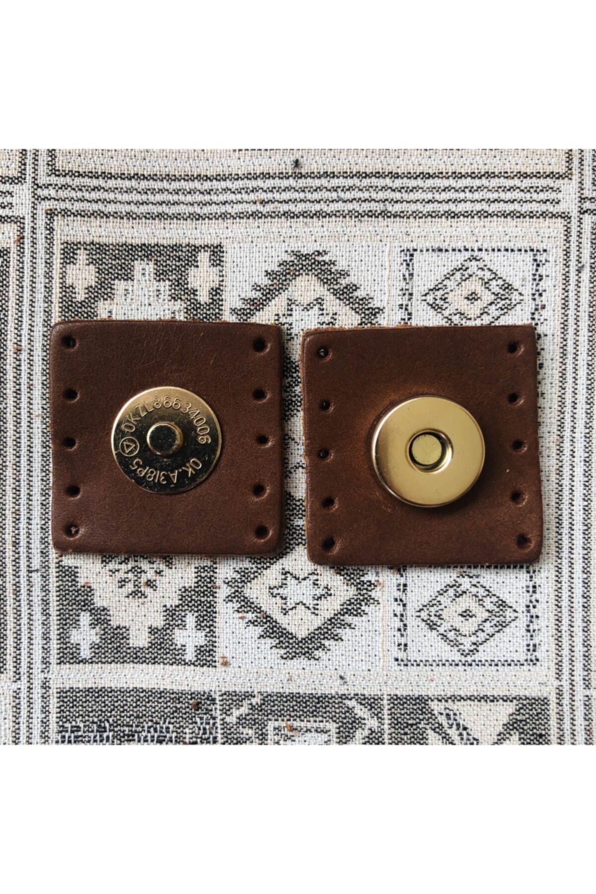 Alfa Tasarım Altın Mıknatıslı Kare Hakiki Deri Çanta Çıtçıtı - Fındık Rengi