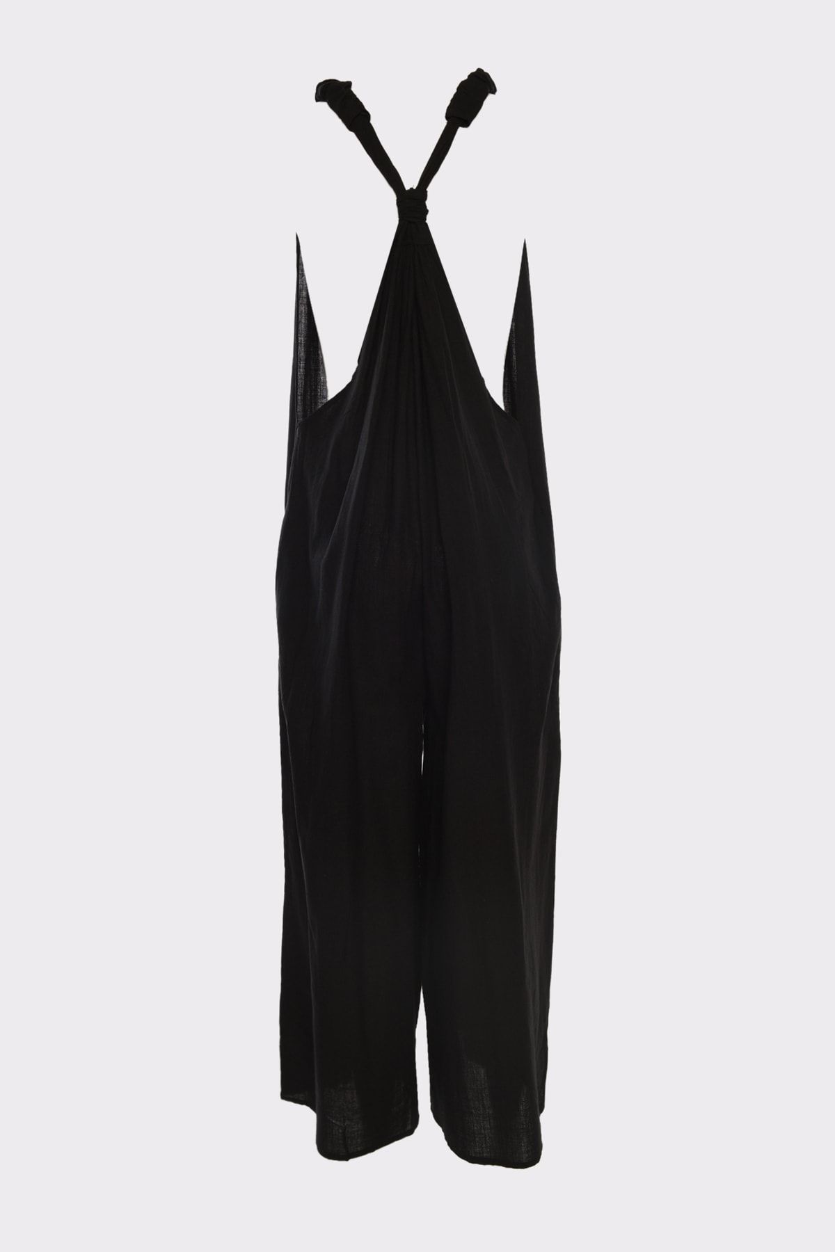 Trendyol Collection-Пляжний одяг Чорний тканий комбінезон без спинки з 100% бавовни TBESS21TU0269 8