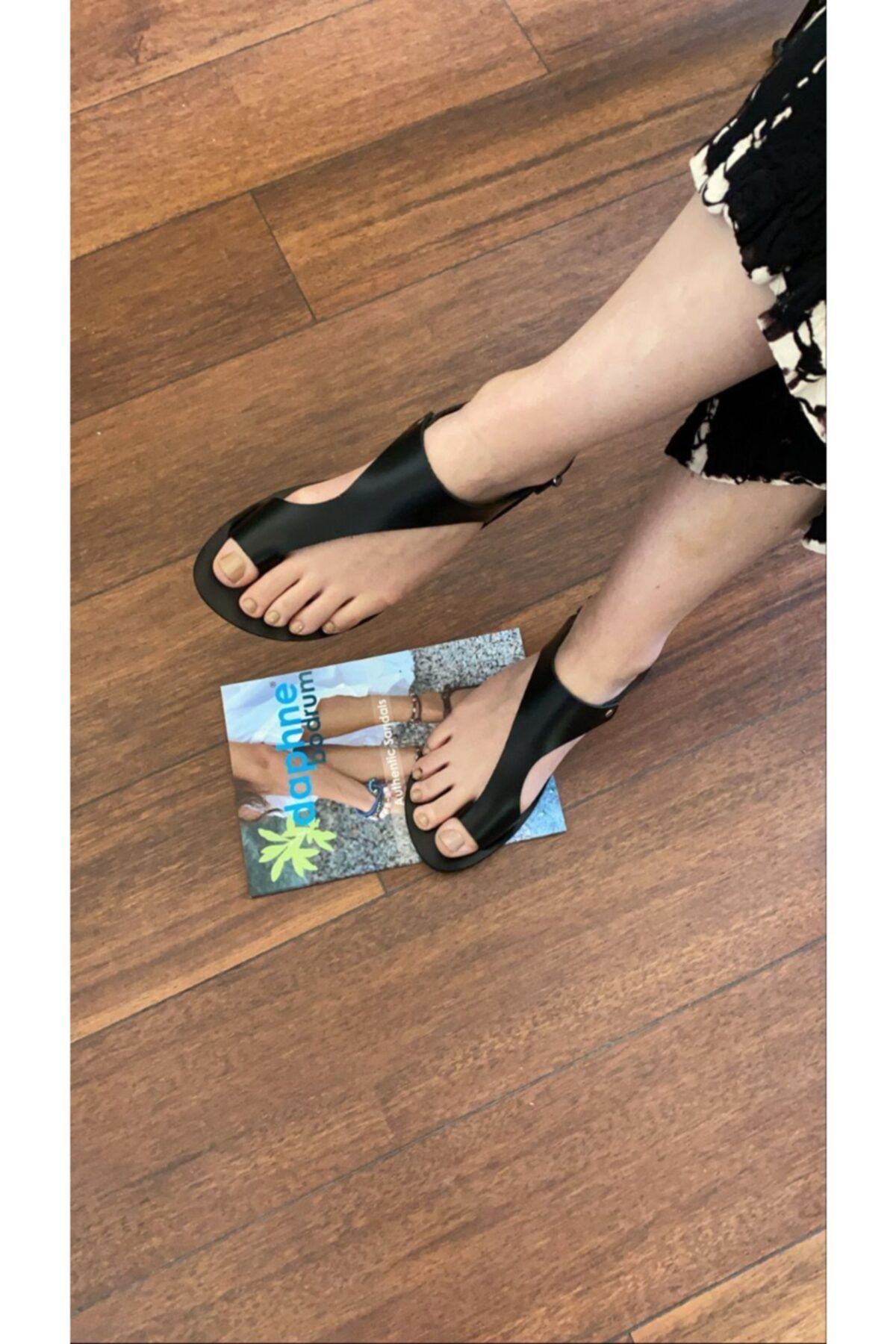 صندل سیاه زنانه های چرمی دست ساز ساخته شده Bodrum KKK2052 DaphneSandals