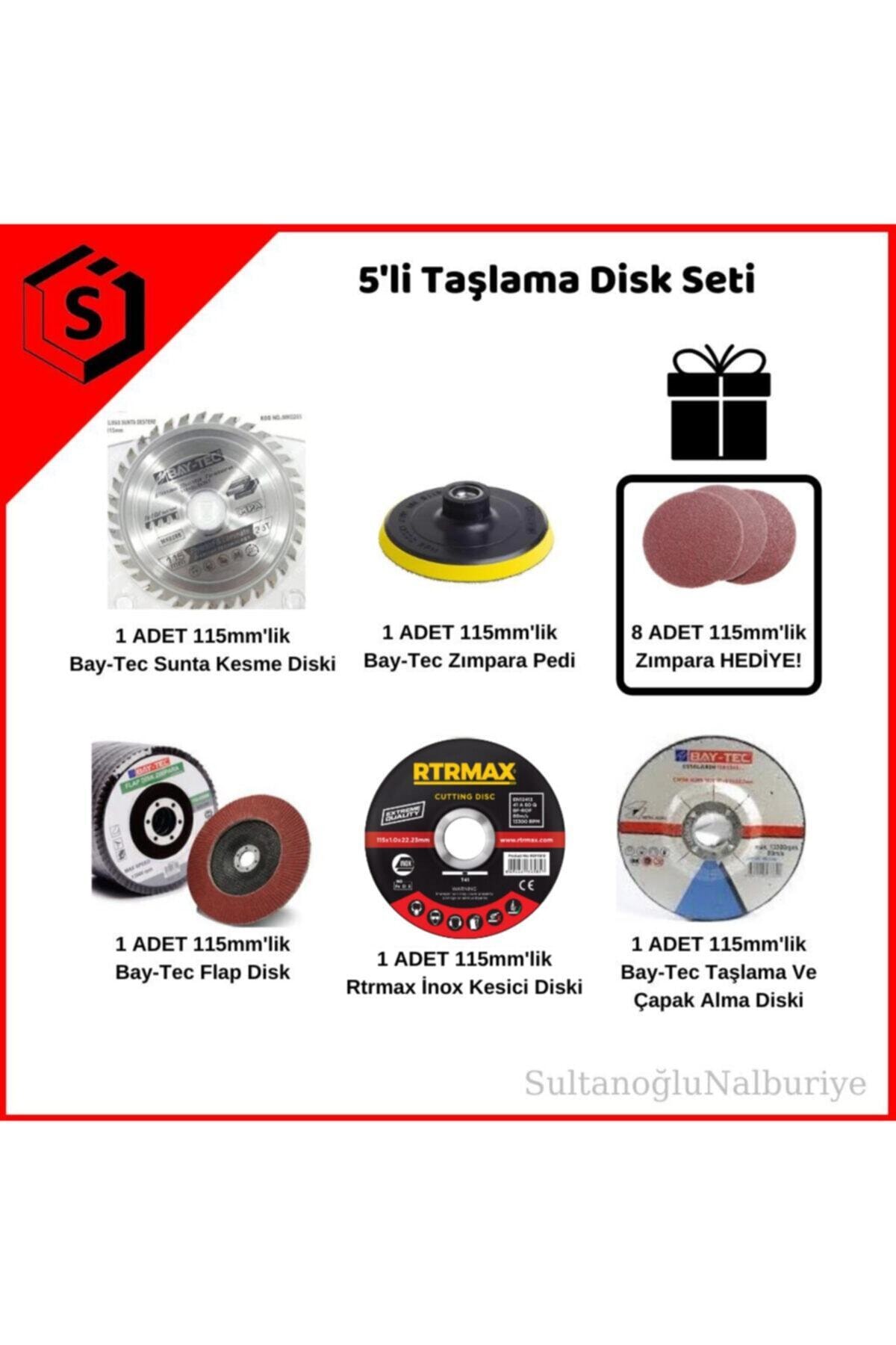 Genel Markalar Bay-tec 5li Taşlama Disk Seti Elmas, Sunta, Ahşap, Metal, Zımpara