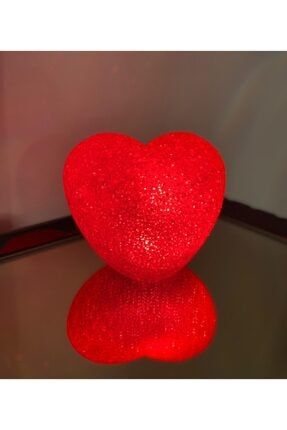 Büyük Kristal Görünüm Kırmızı Işıklı Kalp Led Gece Lambası Dekorasyon ledgl277