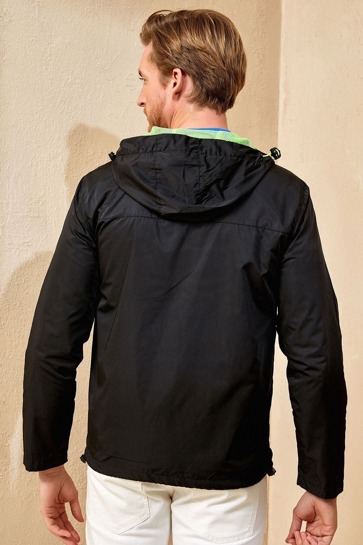 SMILE Kapolei Men s Black Green Windbreaker Raincoat Jacket
