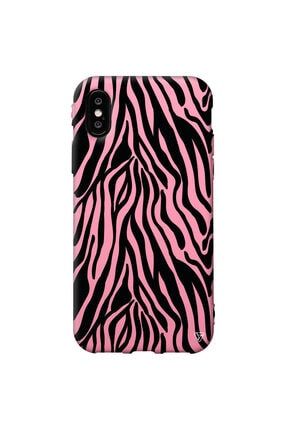 Iphone X Pembe Renkli Silikon Siyah Zebra Desenleri Telefon Kılıfı Ptr051-iPhone-X