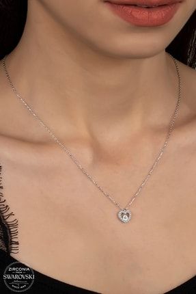 Swarovski Zirconia Kadın Kalp Montür Gümüş Kolye UNIONZK71