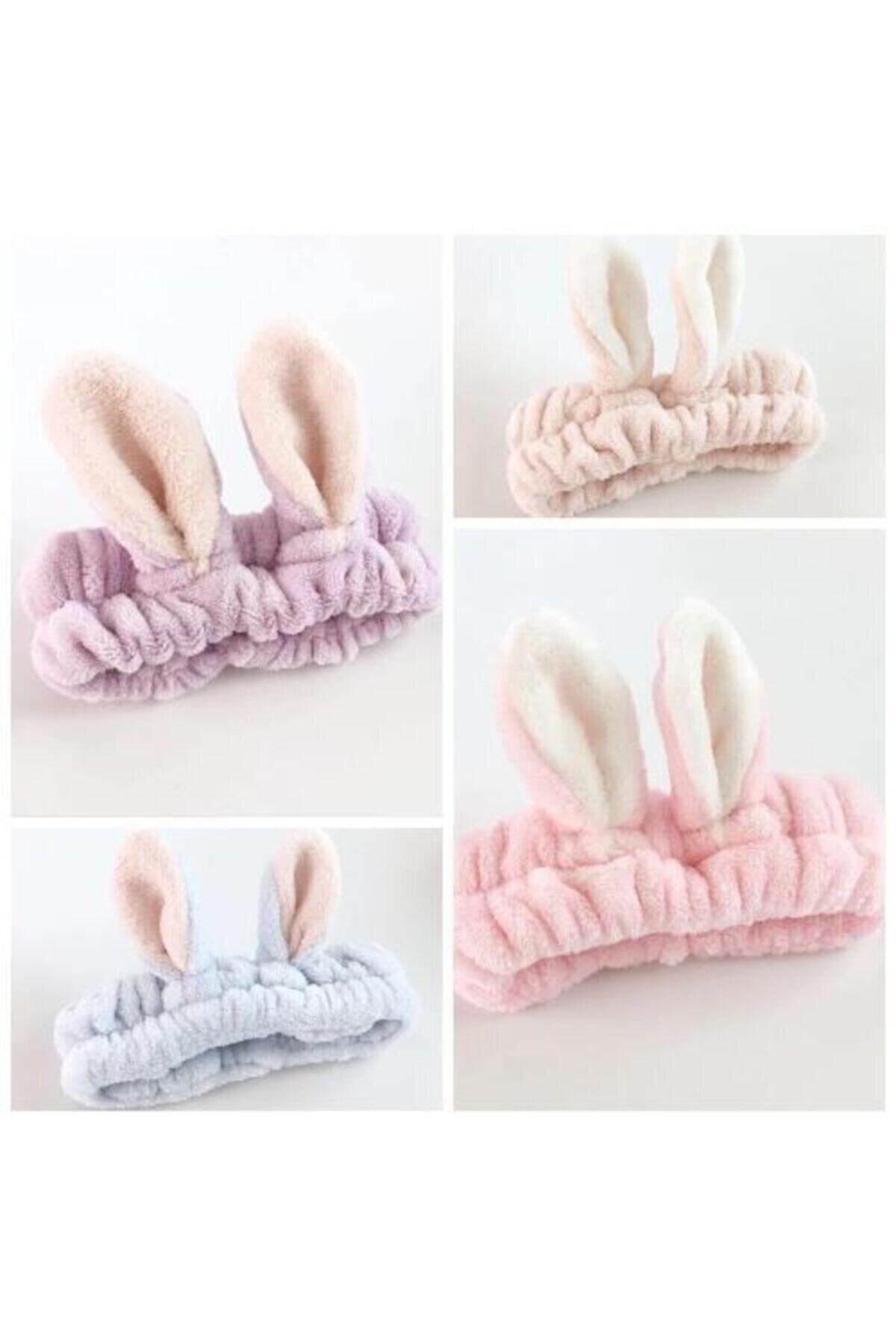 Açık Pembe Tavşan Kulaklı Peluş Saç Bandı 2