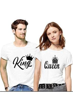 Beyaz King Ve Queen Çift Kombin Tshirt 2 Adet 34