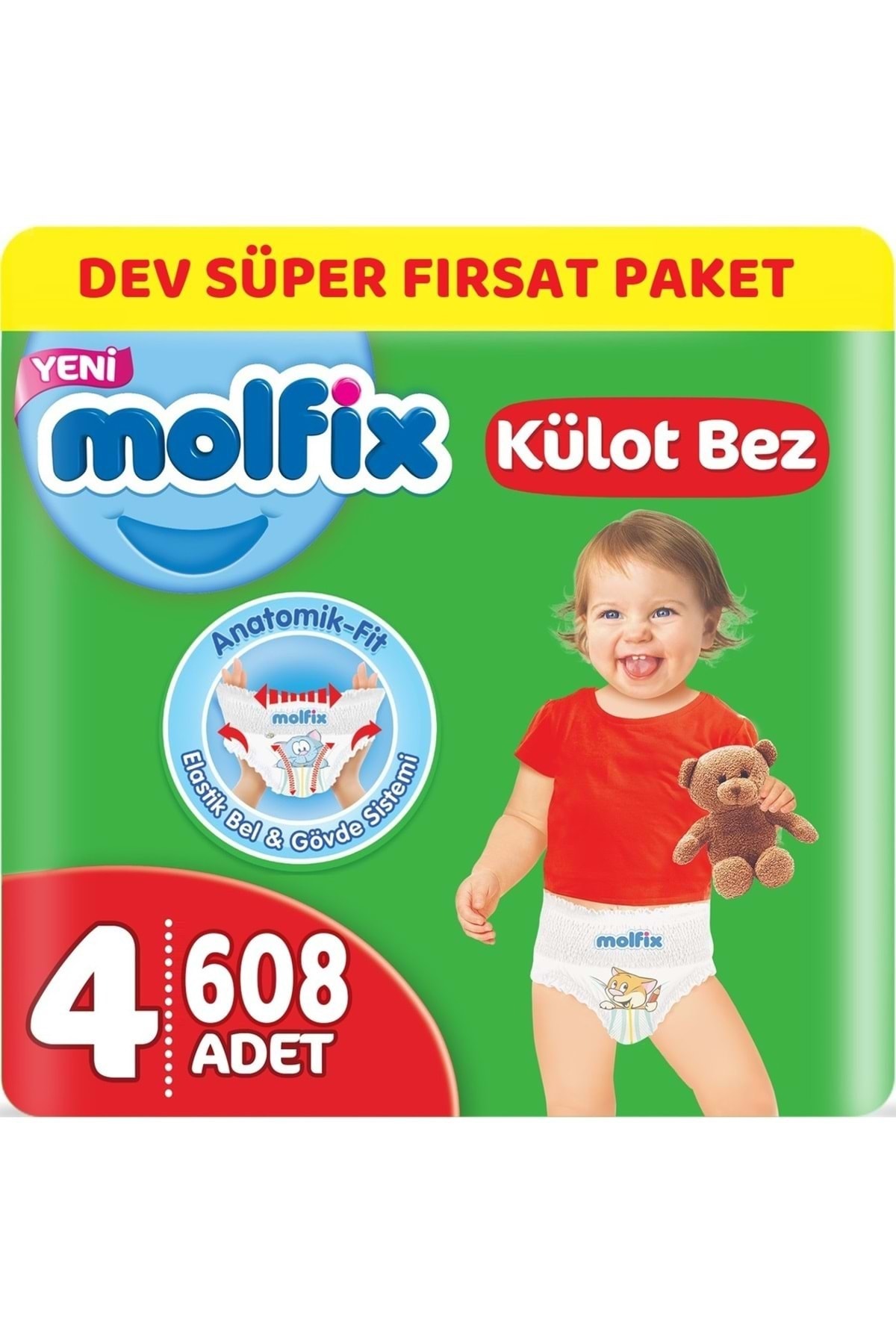 Molfix Külot Bebek Bezi Beden:4 (9-14kg) Maxi 608 Adet Dev Süper Fırsat Pk