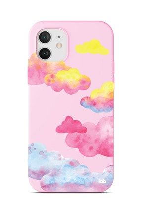 Apple Iphone 12/12 Pro Pembe Silikon Telefon Kılıfı - Colorful Clouds S45NA175