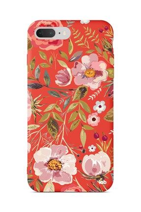 Apple Iphone 7 Plus/8 Plus Kırmızı Silikon Telefon Kılıfı - Watercolor Flowers Autumn S04NA207