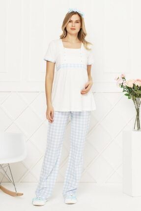 Kadın Mavi Lohusa Pijama Takımı Lalicorne-Aqua-21530