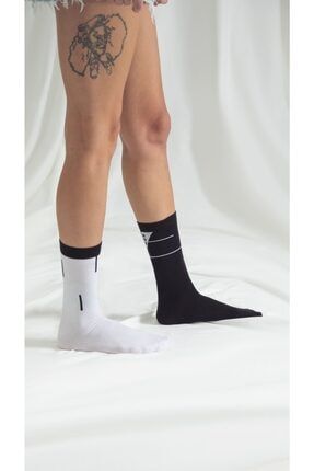 Unisex Siyah Beyaz Çorap lr01 WB01