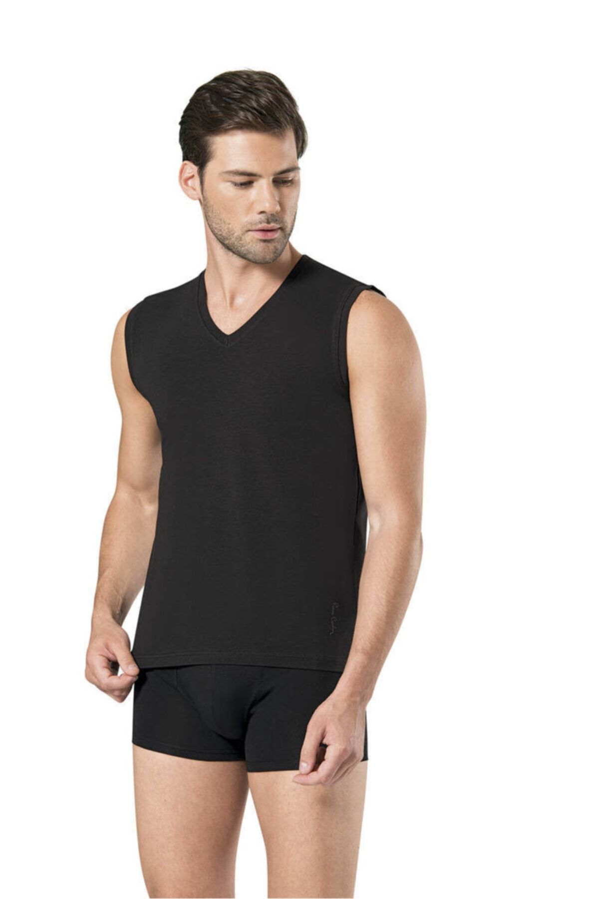 Pierre Cardin Erkek Siyah Kolsuz V Yaka Atlet 5 Adet