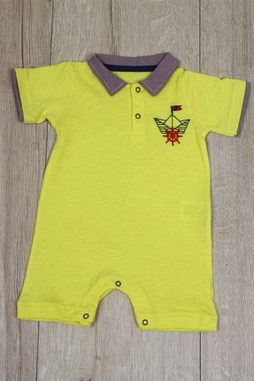 Erkek Bebek Sarı Bordo Barbatöz Denizci Kısa Tulum MLP-211036