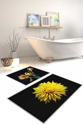 Dekoratif Modern Tasarım Kaydırmaz Taban Ikili Takım Banyo Paspası & Klozet Takımı-2 Li 2LİPBNY150