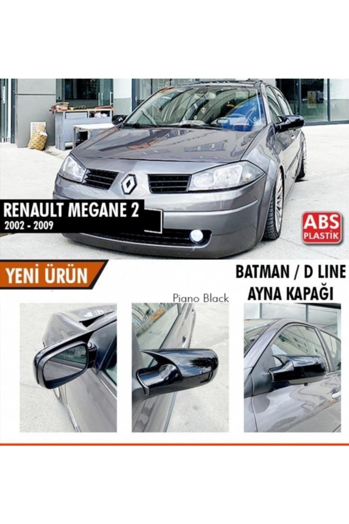 Universal Renault Megane 2 Bat Mirror Cover Batman Glossy Black Piano Black