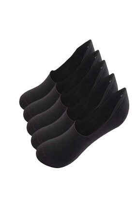 Erkek Siyah Pamuklu Silikonlu Babet Çorabı | 5'li Paket 0118-5