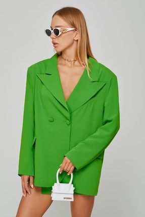 Yeşil Blazer Ceket Ve Etek Takım q2