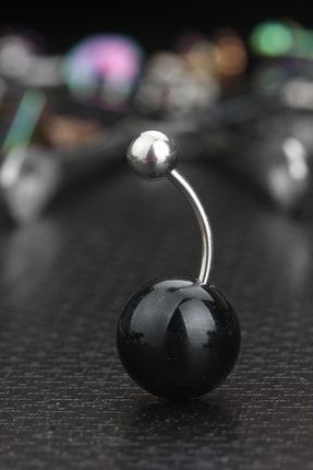 Cerrahi Çelik Doğal Onix Taşı Göbek Piercing Depozoom427